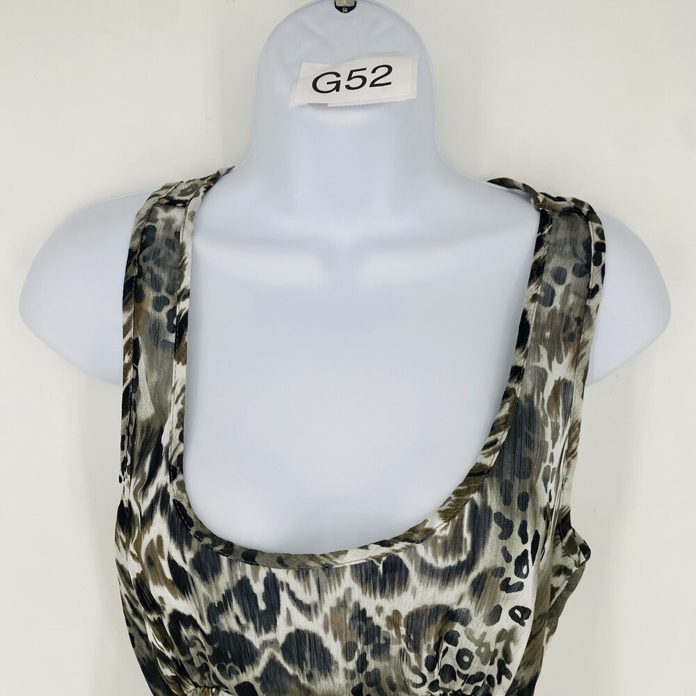 Y2K Buckle Tank Top Sheer Mesh Animal Print Peplum Medium Vintage Edgy Emo - Picture 2 of 8